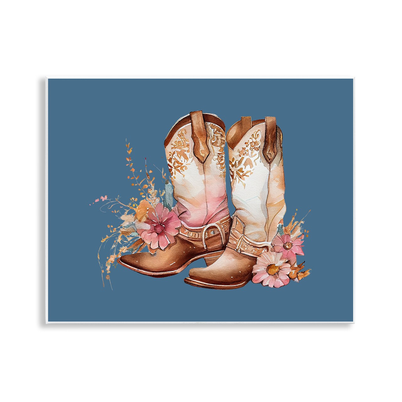 Stupell Industries Cowboy Boots & Wildflowers Wall Plaque Art Design by Birch&Ink